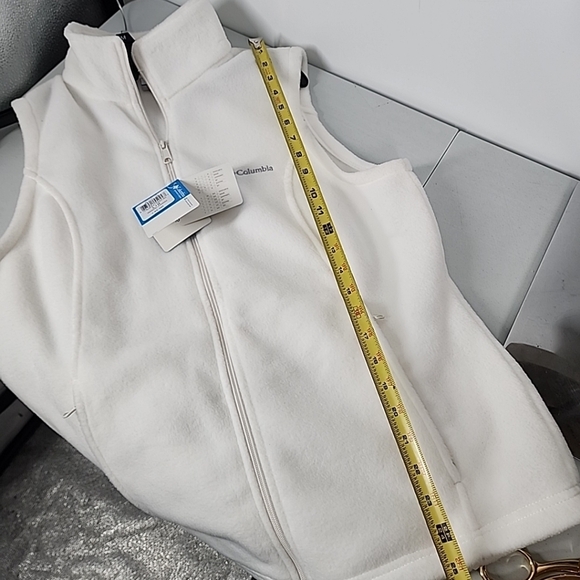 Columbia NEW Three Rivers Fleece Vest Cream Full Zip Zipper Pockets Size Large - Picture 7 of 9